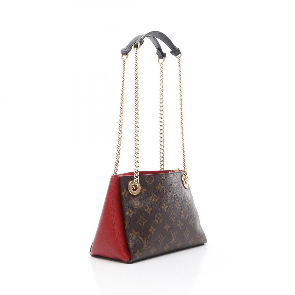 Louis Vuitton Canvas Bag Brown Surene Shoulder Red Leather Monogram